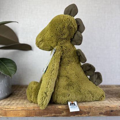 Jellycat Large Bashful Dinosaur - Large Dark Green Dinosaur Retired 16"