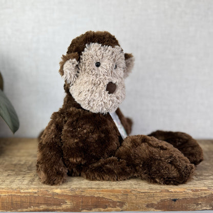 Jellycat Medium Skiffles Monkey - Vintage Textured Beanie Monkey Soft Toy 16"