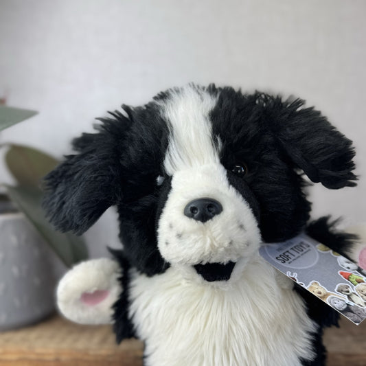 The Puppet Company - Border Collie Dog Long Sleeve Puppet Black Fluffy 14"