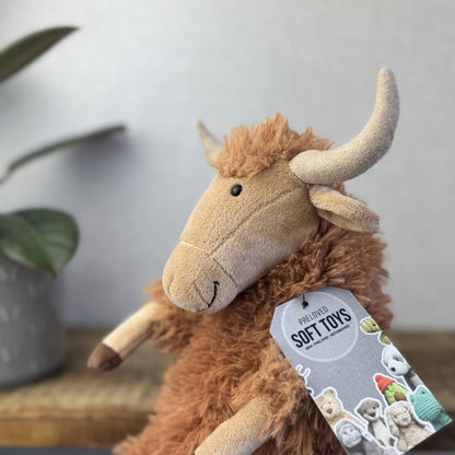 Jellycat Herbie Highland Cow - Longhorn Brown Cow Fluffy Medium Plush 12”