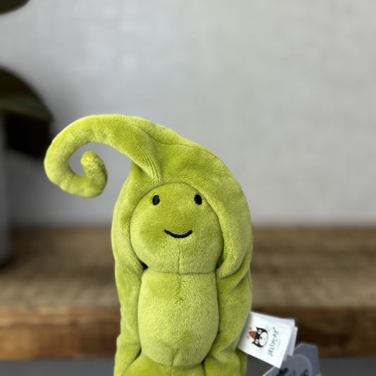 Jellycat Vivacious Pea Pod - Beanie Vegetable Soft Toy - Play Food Soft Toy 8"