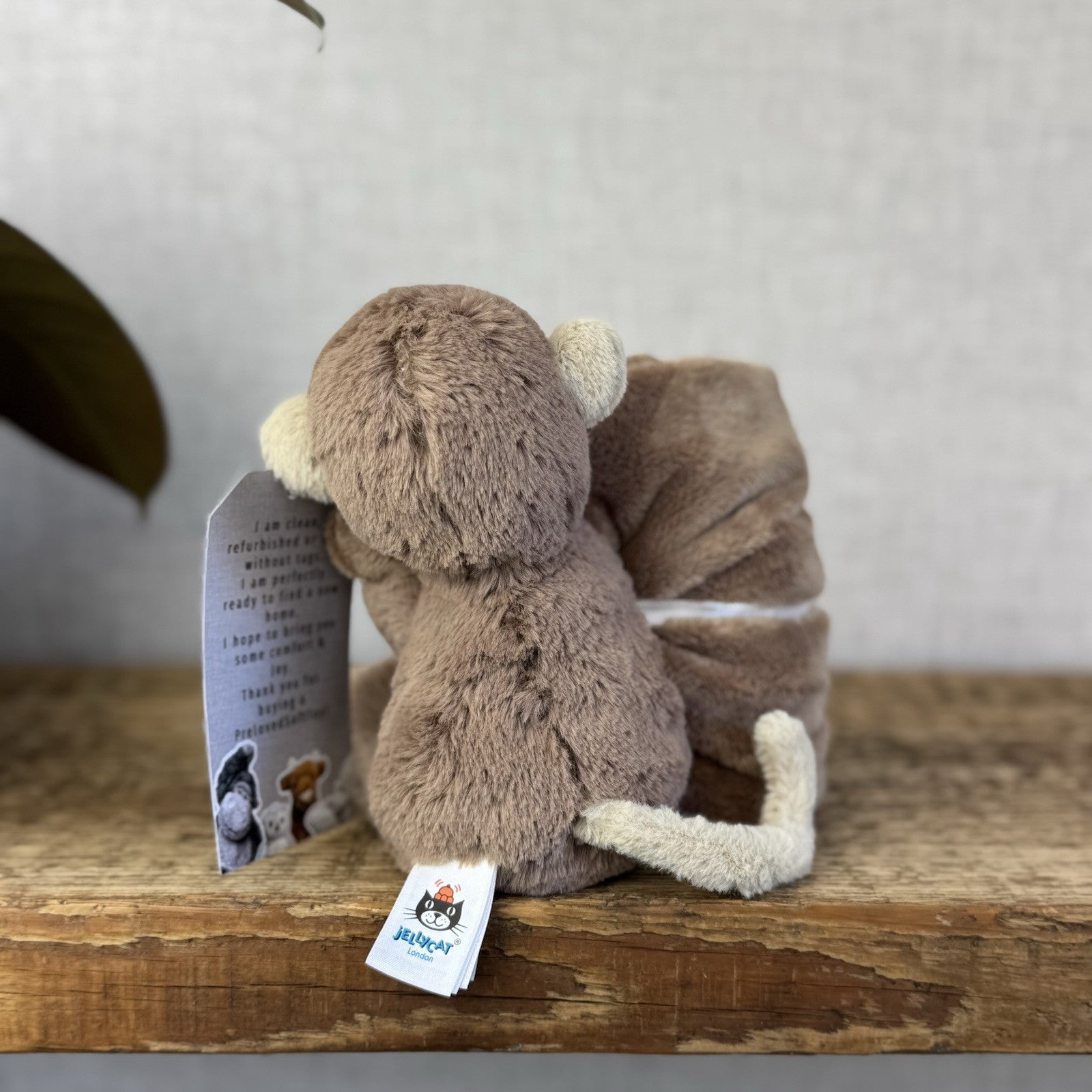 Jellycat Bashful Monkey Soother - Monkey Comforter Blanket Brown Baby Gift NWOT