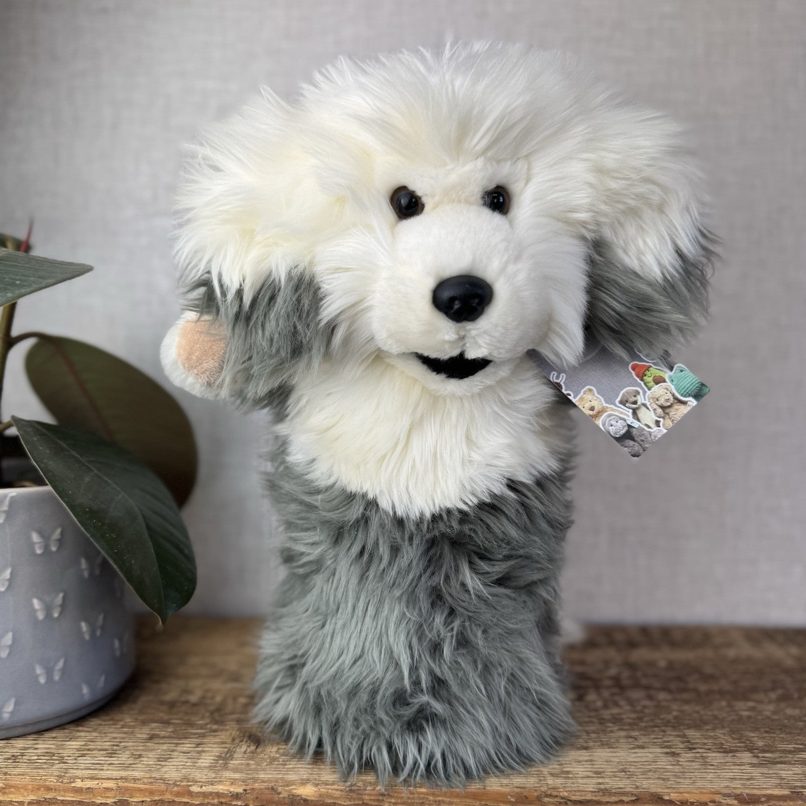 The Puppet Company - Old England Sheep Dog Long Sleeve Puppet Puppy Fluffy 14"