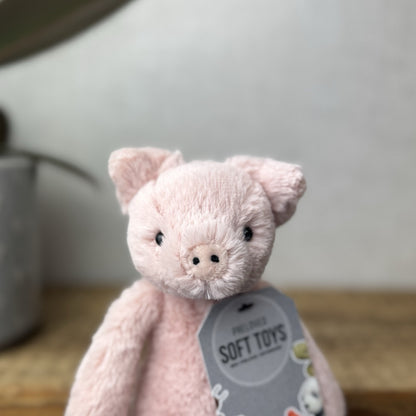 Jellycat Small Bashful Pig - Small Light Pink Piglet Beanie Soft Toy 8”