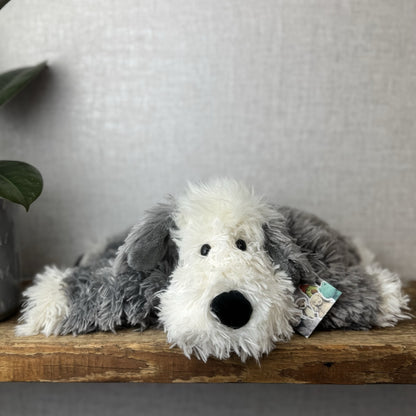 Jellycat Medium Truffles Chaucer Dog - Cream/Grey Floppy Dog Pillow Retired 14”