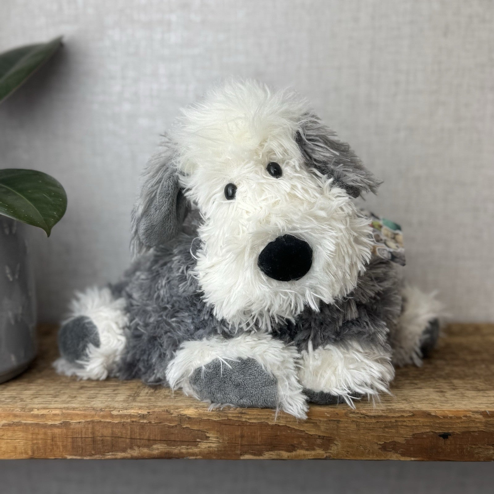 Jellycat Medium Truffles Chaucer Dog - Cream/Grey Floppy Dog Pillow Retired 14”