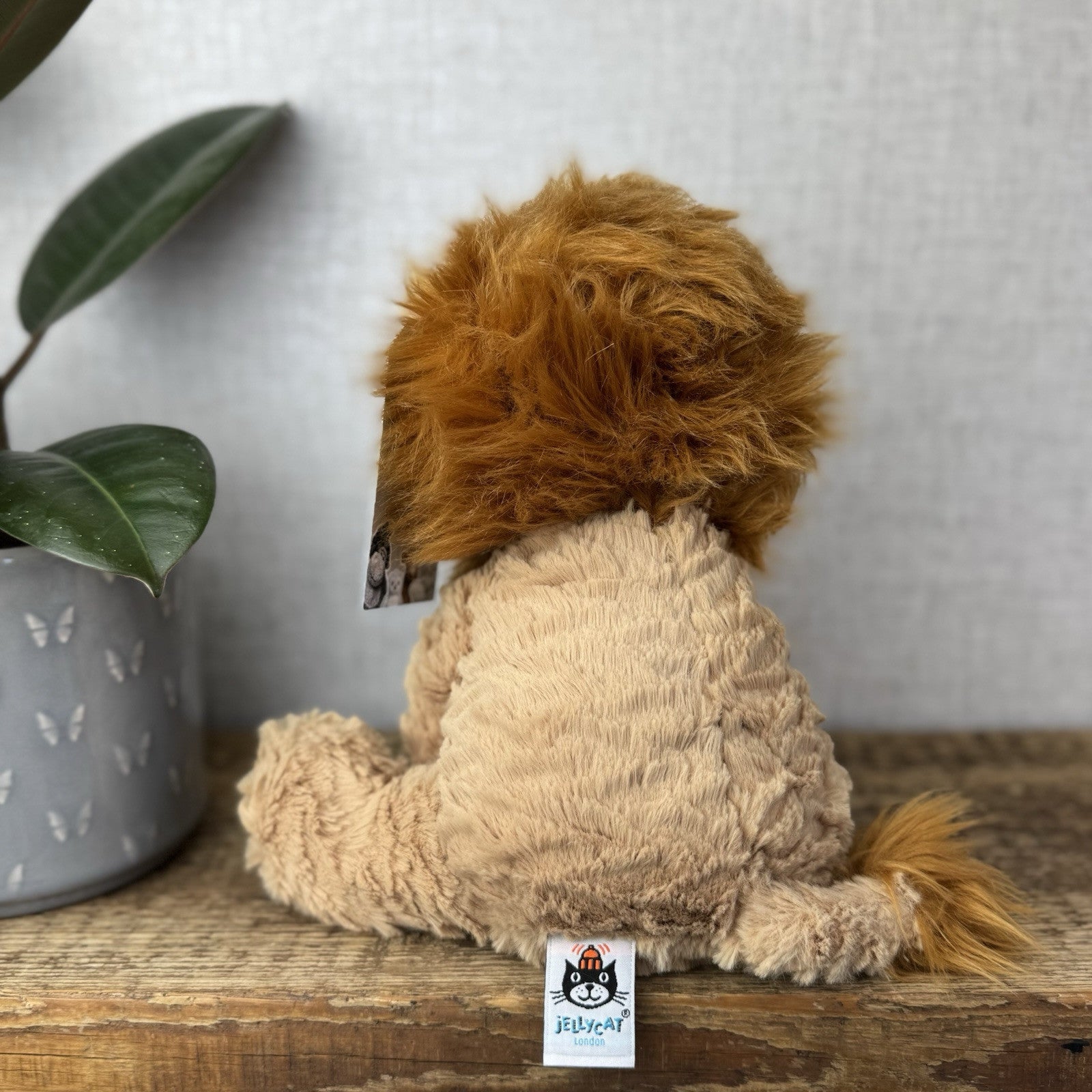 Jellycat Medium Fuddlewuddle Lion - Textured Sitting Lion Beanie Soft Toy 9”