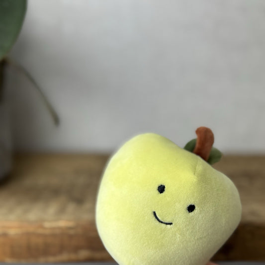 Jellycat Fabulous Fruit Apple - Green Apple Velour Play Food Soft Toy Beanie 4”