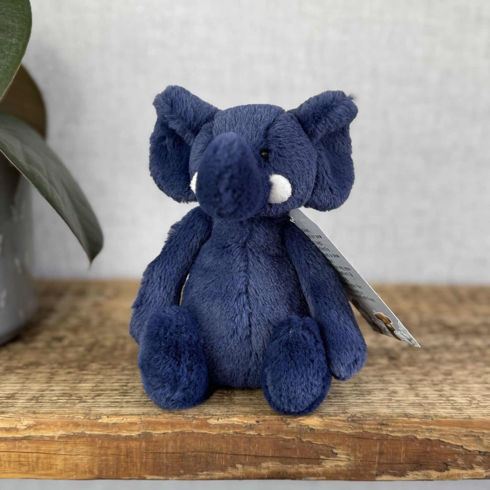 Jellycat Small Bashful Navy Elephant - Bashful Elephant Navy With Tusks NWOT 8"