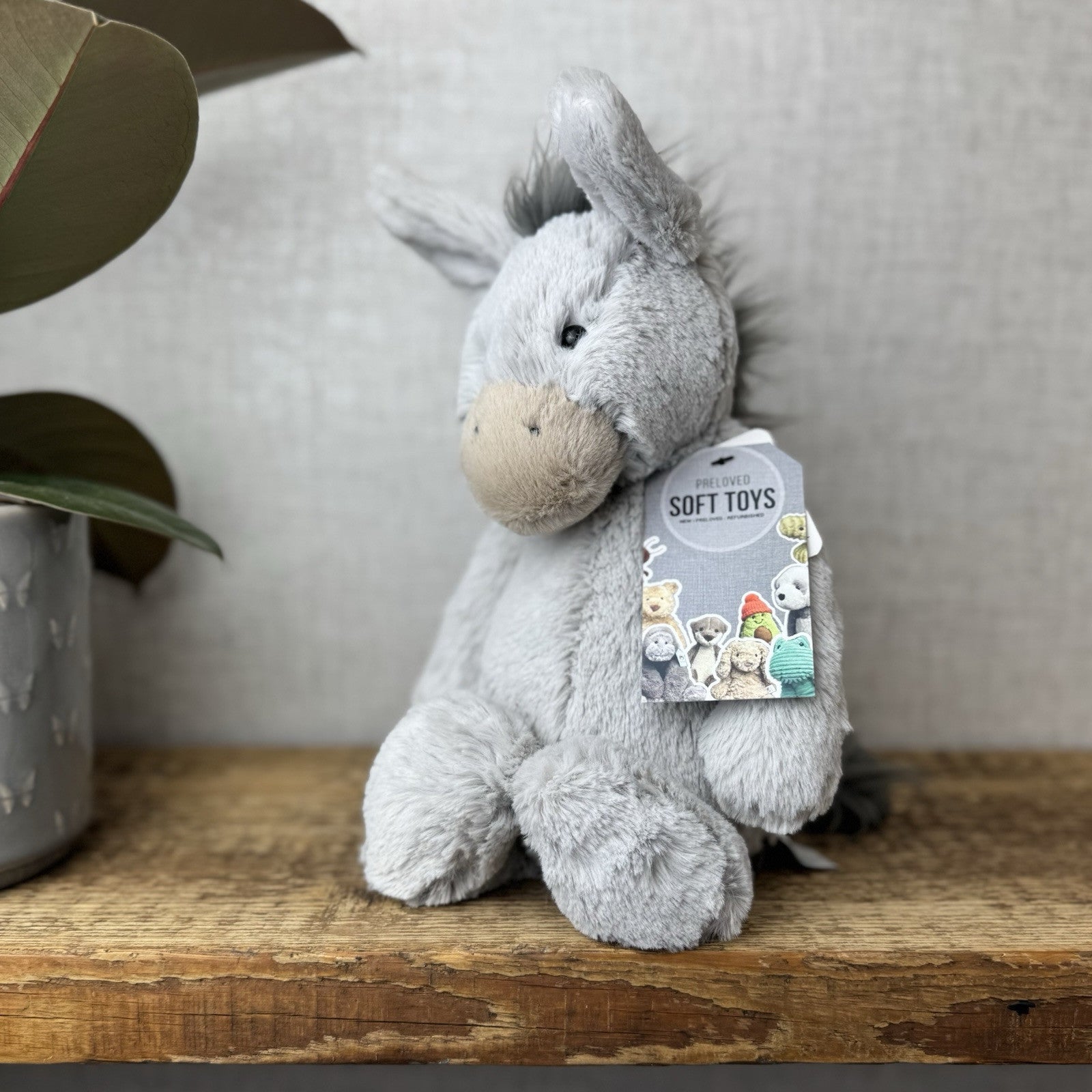 Jellycat Medium Bashful Donkey - Jellycat Donkey - Grey Donkey Beanie 12” (2)