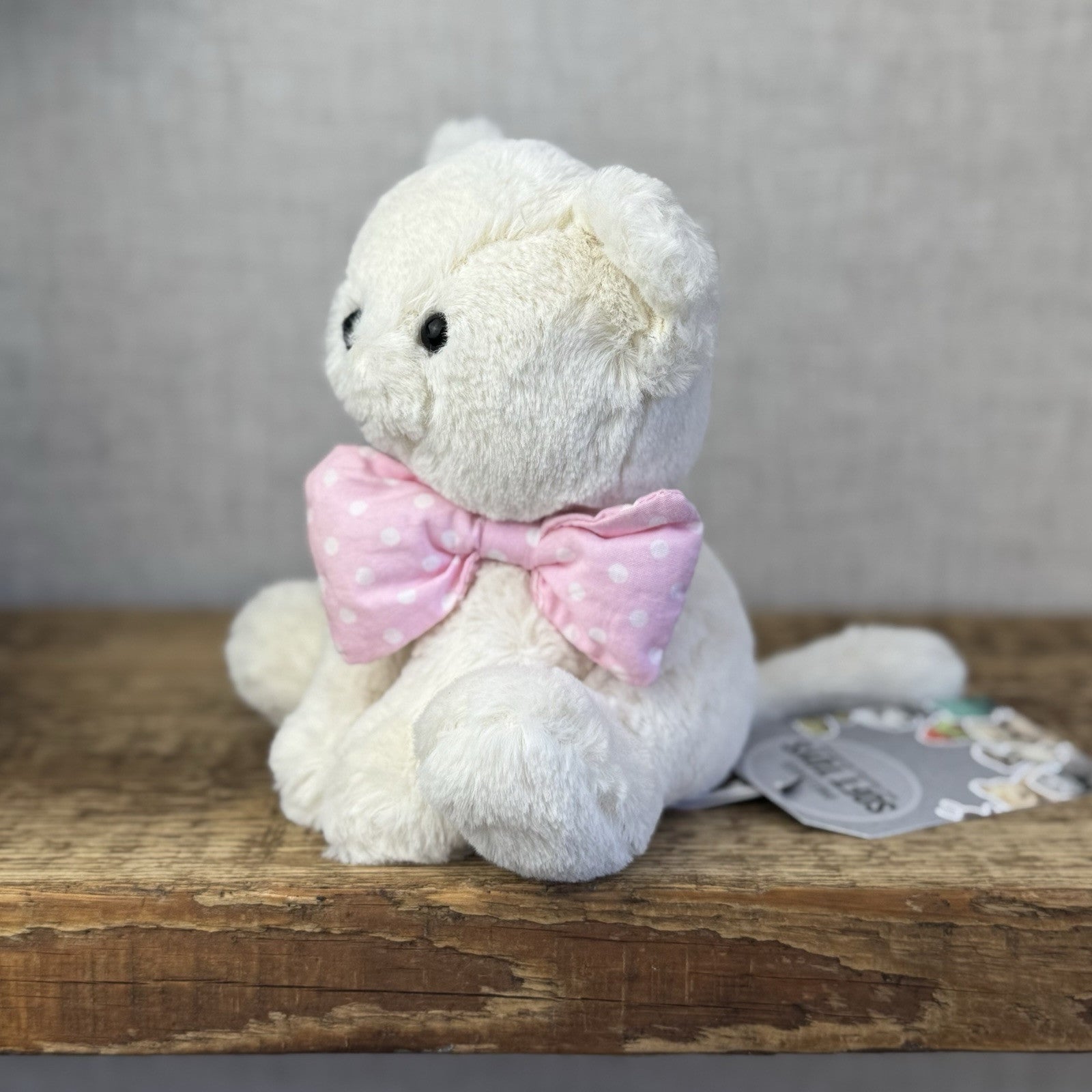 Jellycat Big Bow Cream Kitten - Small White Cat With Pink Bow Retired Small 6”