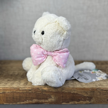 Jellycat Big Bow Cream Kitten - Small White Cat With Pink Bow Retired Small 6”