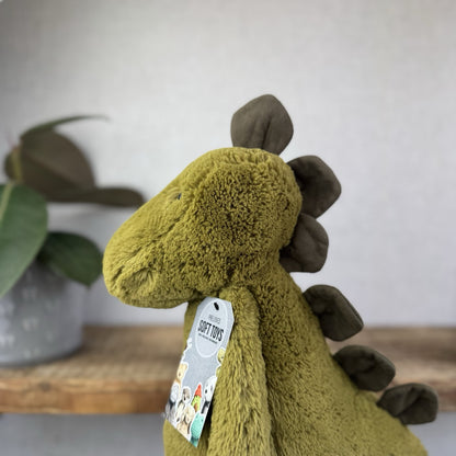 Jellycat Large Bashful Dinosaur - Large Dark Green Dinosaur Retired 16"