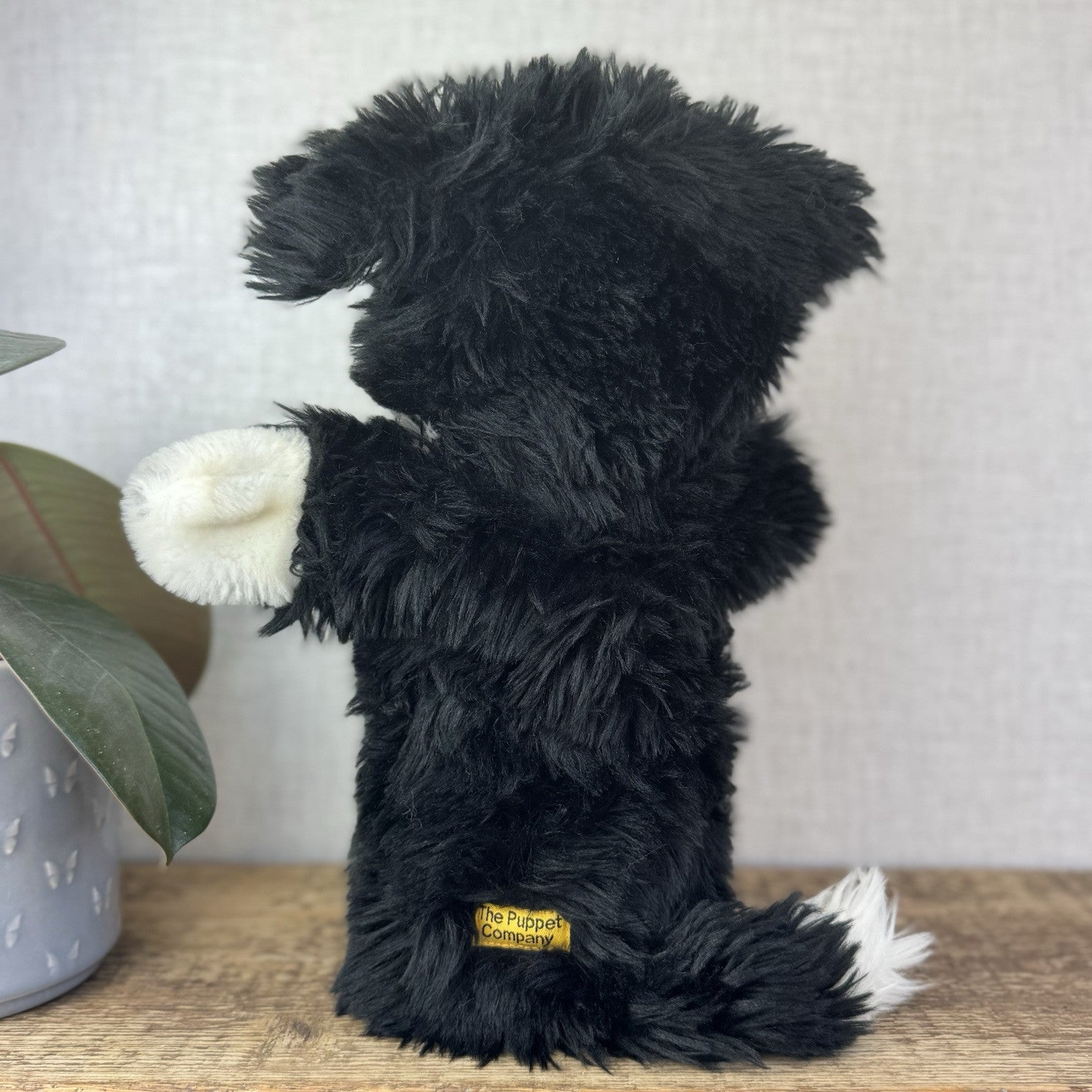 The Puppet Company - Border Collie Dog Long Sleeve Puppet Black Fluffy 14"