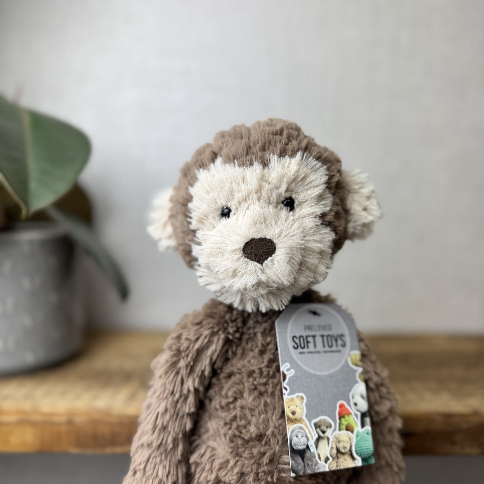 Jellycat Smuffle Monkey - Retired Textured Long Limbed Monkey Light Brown 14"