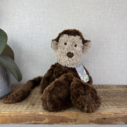 Jellycat Medium Skiffles Monkey - Vintage Textured Beanie Monkey Soft Toy 16"