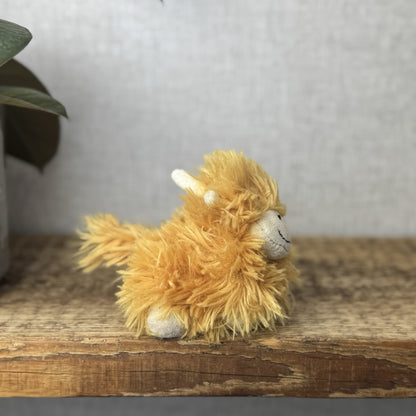 Jellycat Tiny Truffles Highland Cow - Tiny Orange Fluffy Cow Mini Beanie Toy 4”
