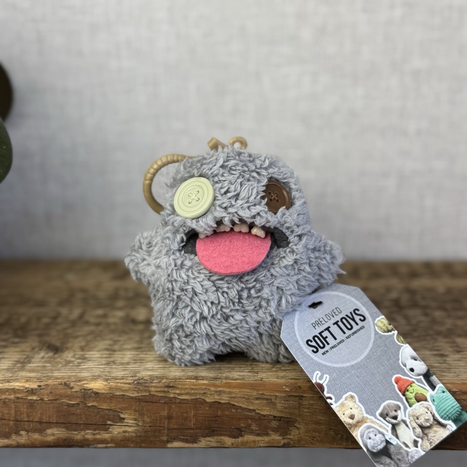 Fuggler Oogah Boogah - Grey Funny Ugly Monster Keyring Plush Collectible 