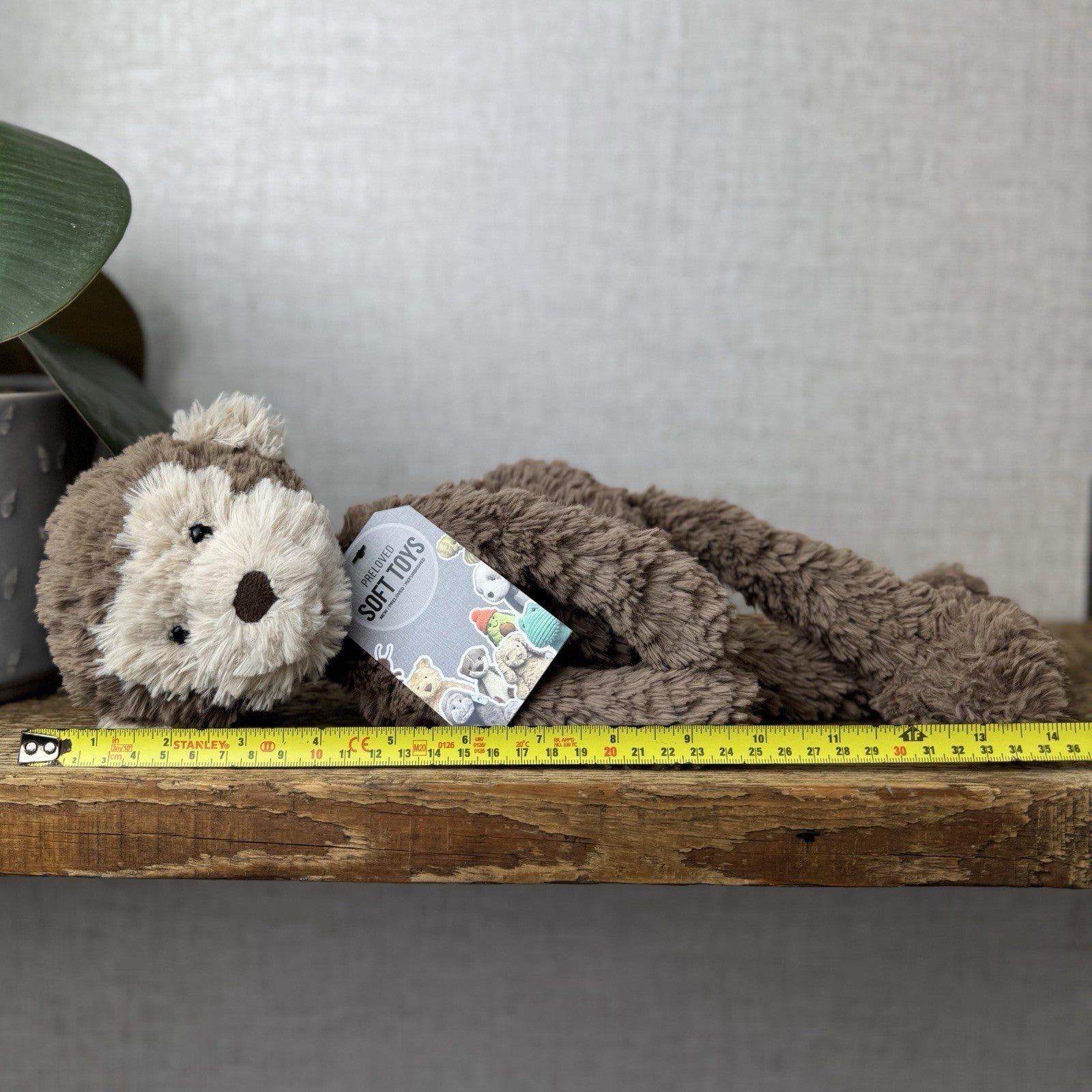 Jellycat Smuffle Monkey - Retired Textured Long Limbed Monkey Light Brown 14"