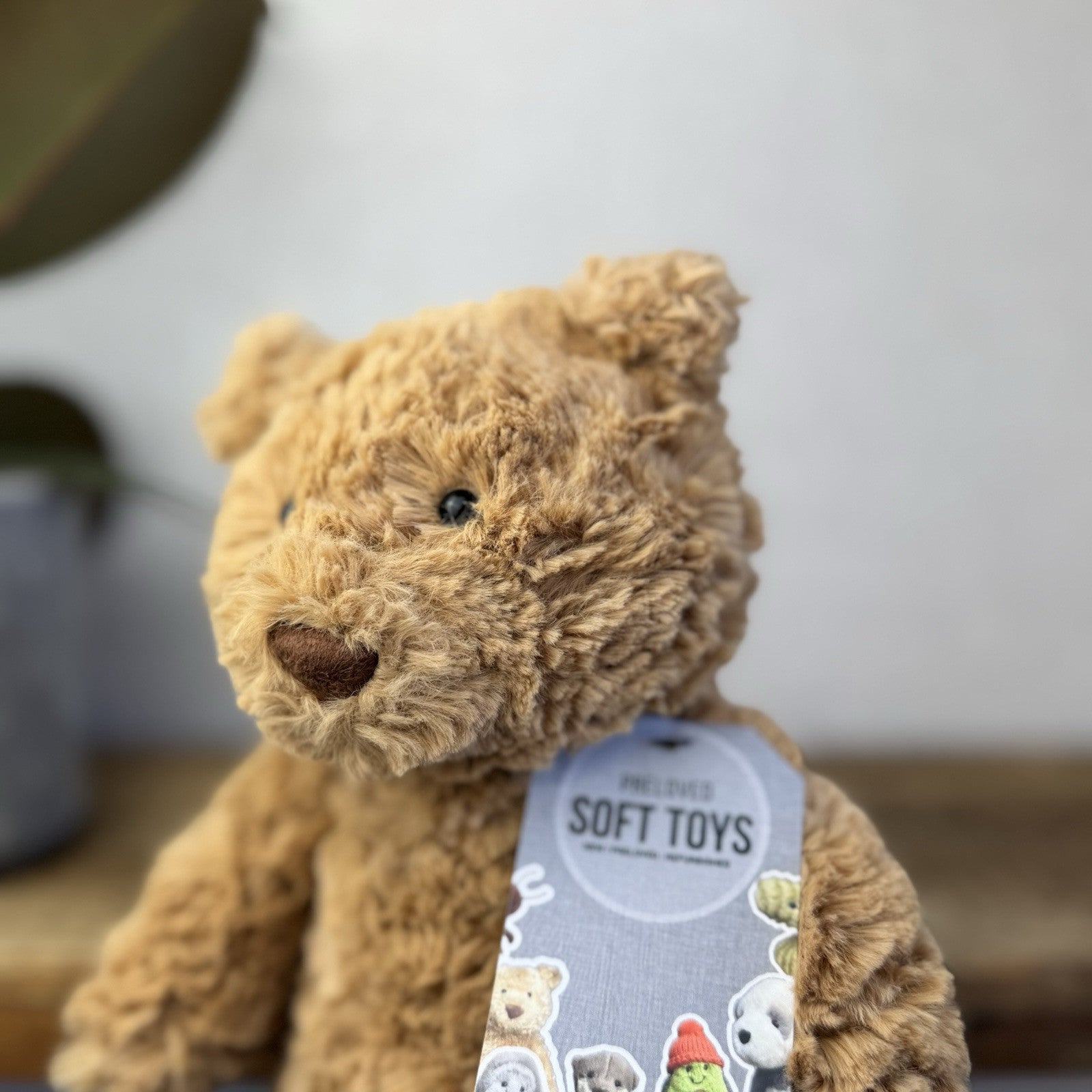 Jellycat Medium Bartholemew Bear - Jellycat Textured Tan Sitting Bear Plush 12"