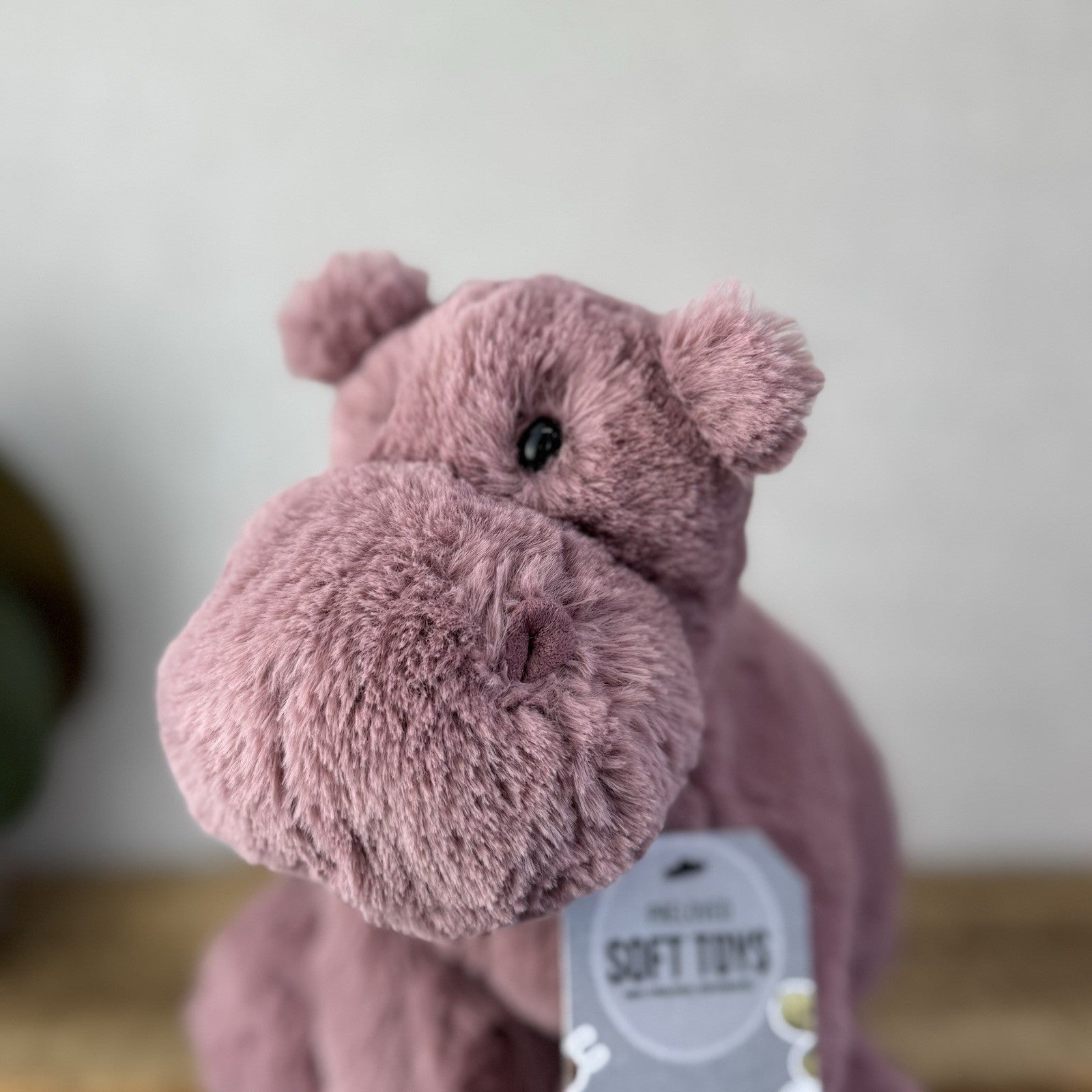 Jellycat Medium Huggady Hippo - Floppy Hippo Beanie Purple Plush Soft Toy 10"