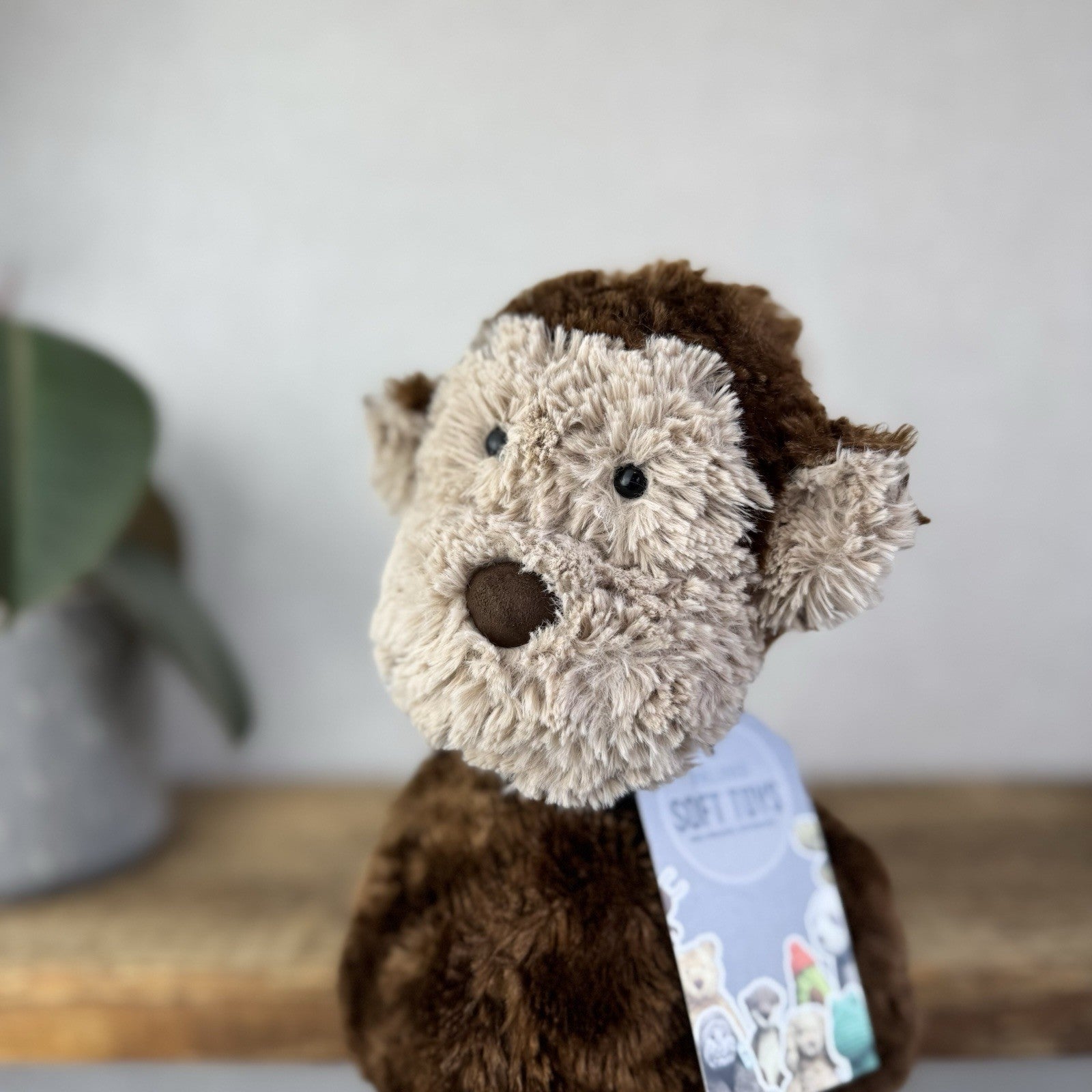 Jellycat Medium Skiffles Monkey - Vintage Textured Beanie Monkey Soft Toy 16"