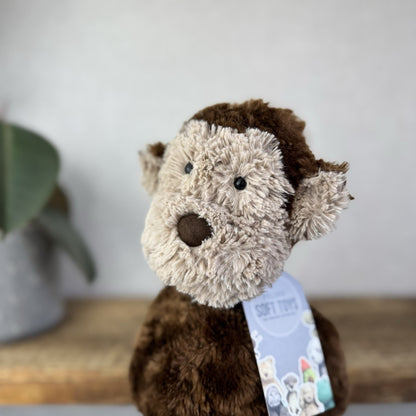 Jellycat Medium Skiffles Monkey - Vintage Textured Beanie Monkey Soft Toy 16"