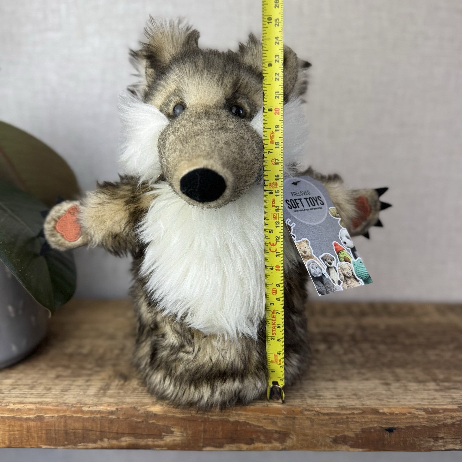 The Puppet Company - Grey Fluffy Wolf Puppet - Fairytail Puppet Soft Play 12"