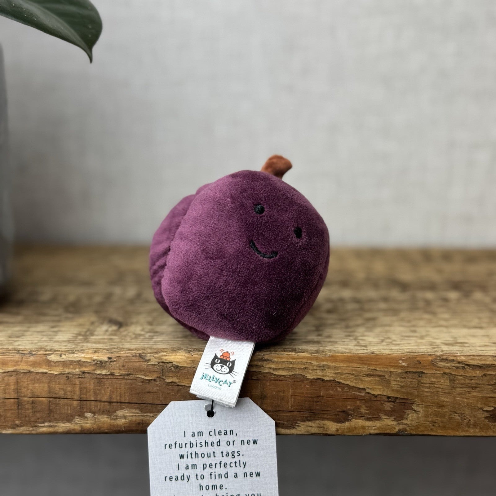 Jellycat Fabulous Fruit Plum - Small Purple Fruit Soft Toy Food Play Beanie 4”
