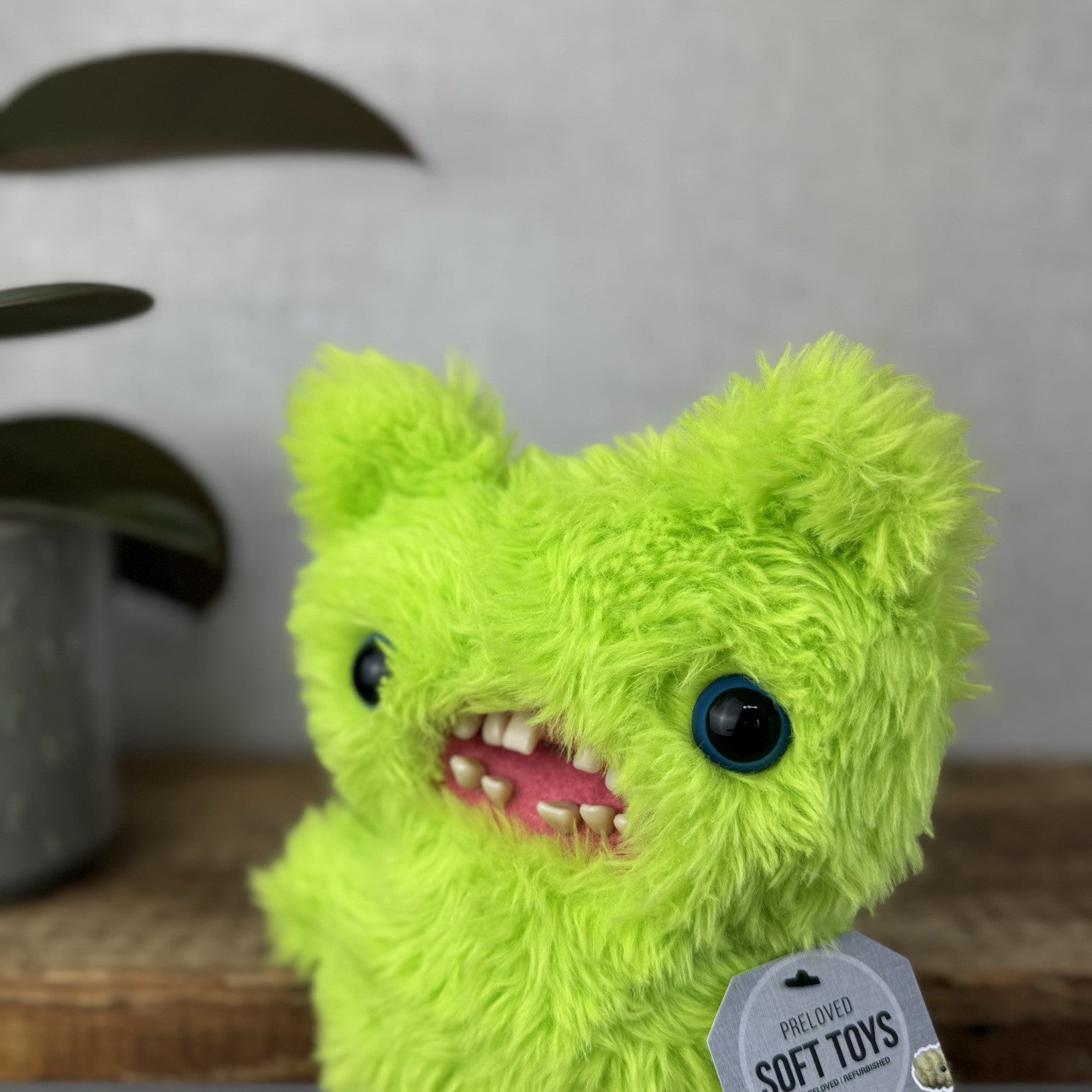 Fuggler Screech - Bright Green Fluffy Fuggler - Blue Eyes Fluffy Funny Ugly Cute