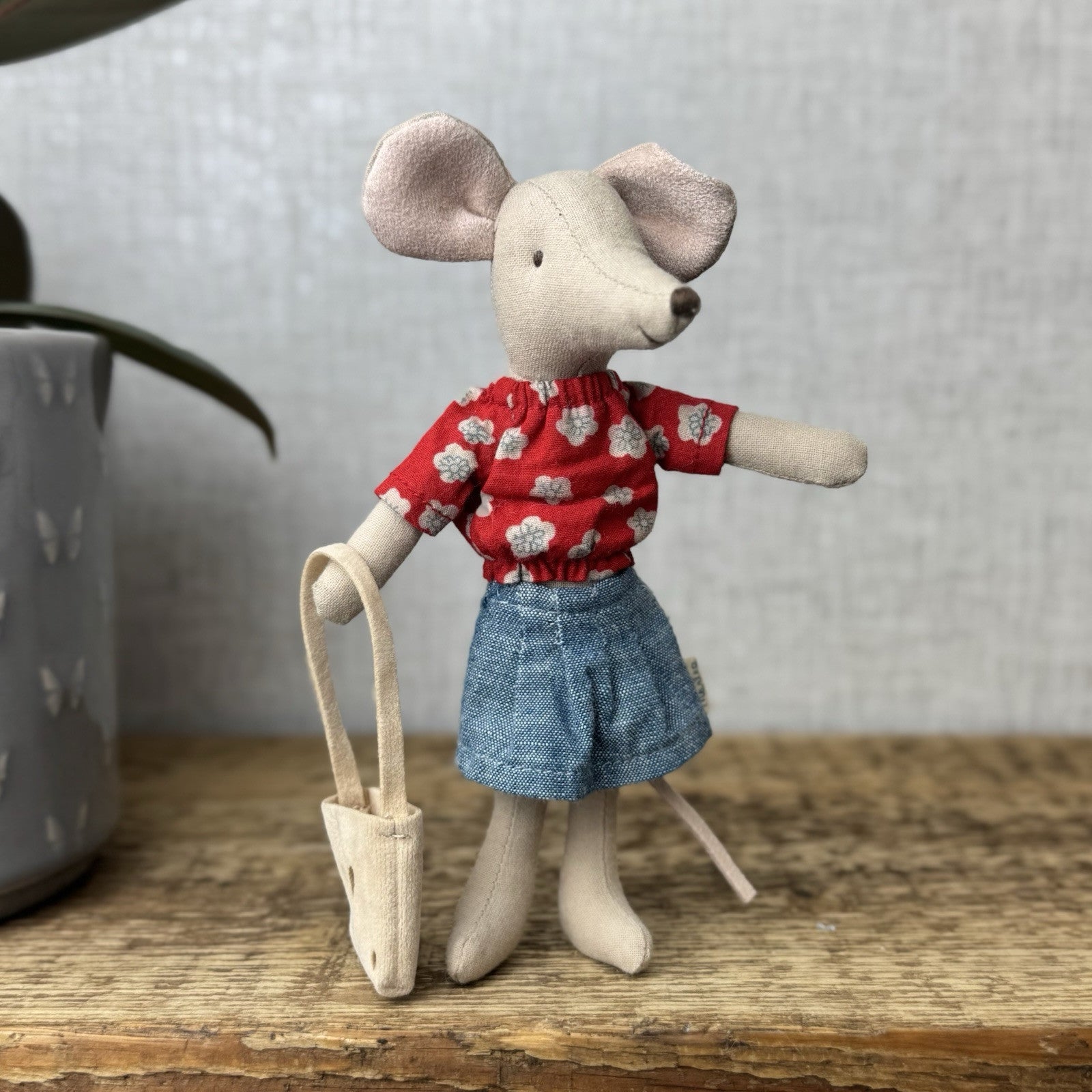 Maileg Mum Mouse - Maileg Mum Mouse With Cheese Bag Denim Skirt 