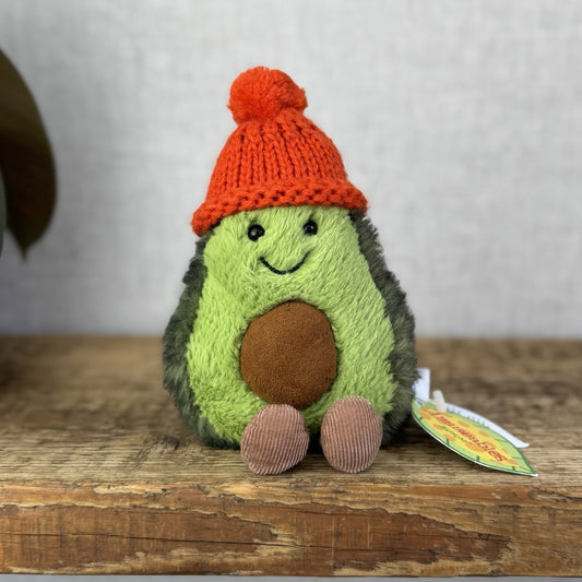 Jellycat Amuseable Papaya Cozi - Avocado With Red Bobble Hat Plush Soft Toy New