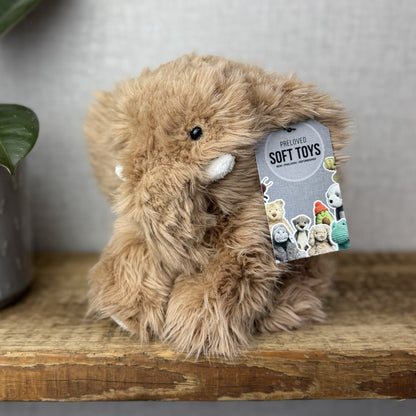 The Little White Company - Monty Mammoth - Fluffy Mammoth Soft Toy Beanie 7"