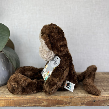 Jellycat Medium Skiffles Monkey - Vintage Textured Beanie Monkey Soft Toy 16"