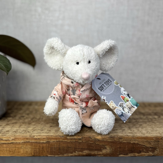 Jellycat Bedtime Mouse In Dressing Gown - Small Jellycat Mice In Pjs - Small 8”