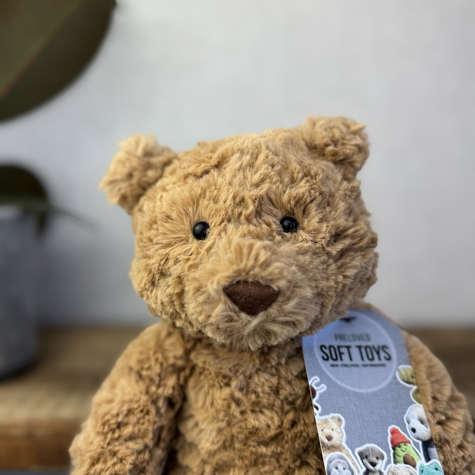 Jellycat Medium Bartholemew Bear - Jellycat Textured Tan Sitting Bear Plush 12"