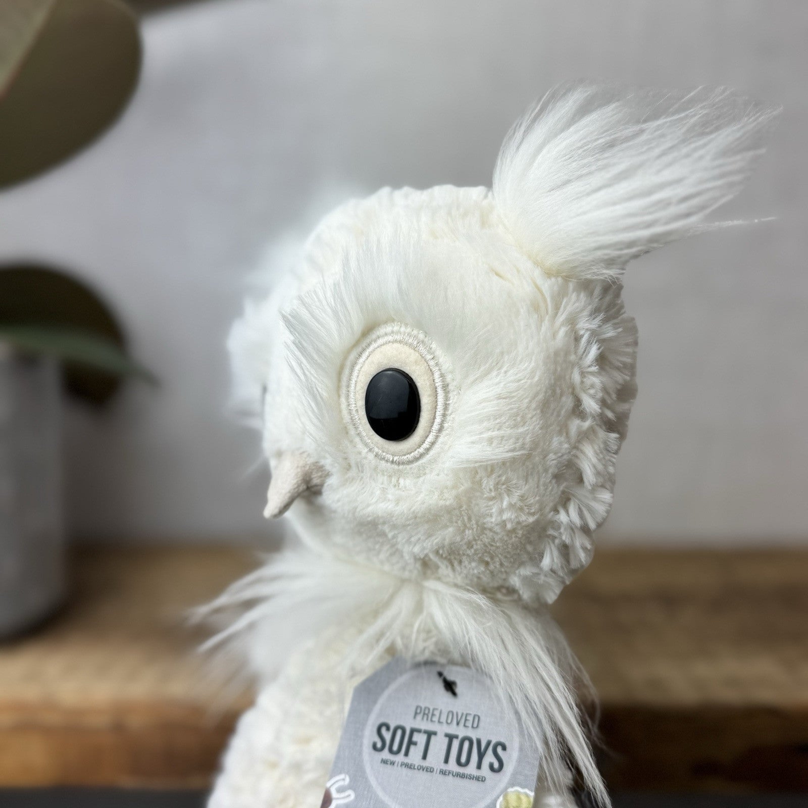 Jellycat Dapperdots Owl - Cream Fluffy Owl Big Eyed Textured Owl Beanie 12”