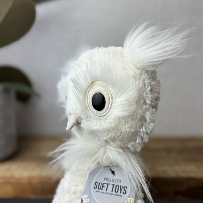 Jellycat Dapperdots Owl - Cream Fluffy Owl Big Eyed Textured Owl Beanie 12”