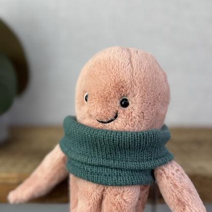 Jellycat Cozy Crew Octopus - Peach Octopus Beanie In A Jumper Cute Retired  5"