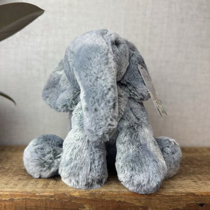 Jellycat Medium Elly Elephant - Grey/Silver Mix Elephant Beanie Super Soft 8”