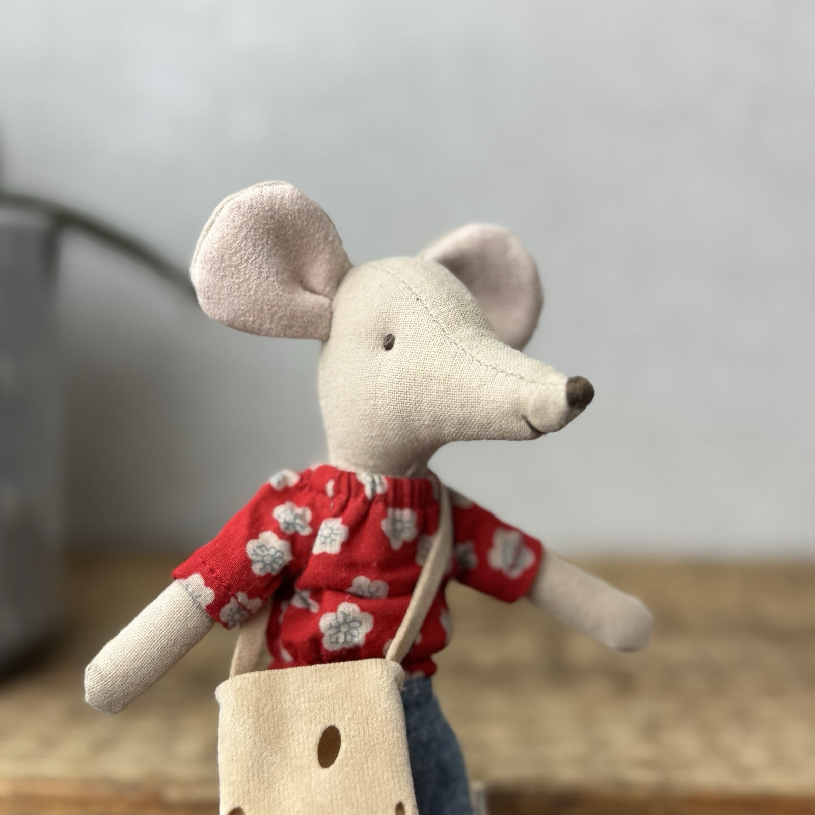 Maileg Mum Mouse - Maileg Mum Mouse With Cheese Bag Denim Skirt 