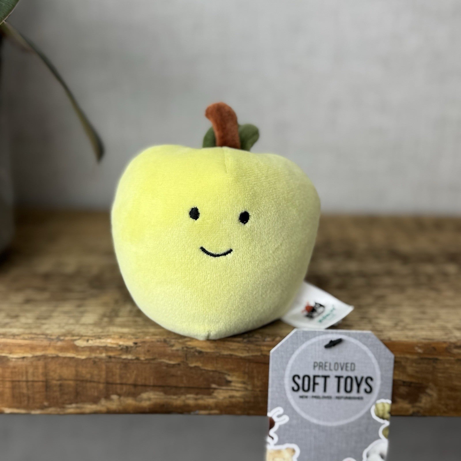 Jellycat Fabulous Fruit Apple - Green Apple Velour Play Food Soft Toy Beanie 4”
