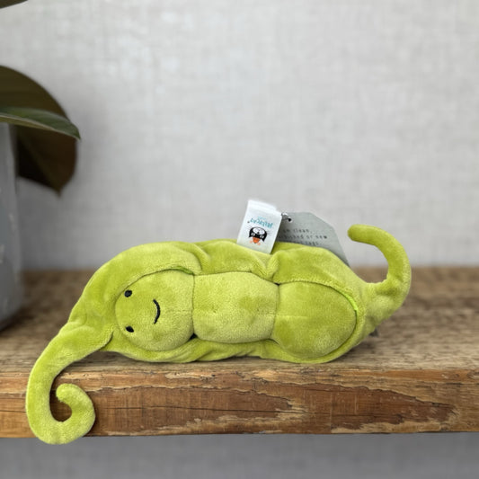 Jellycat Vivacious Pea Pod - Beanie Vegetable Soft Toy - Play Food Soft Toy 8"