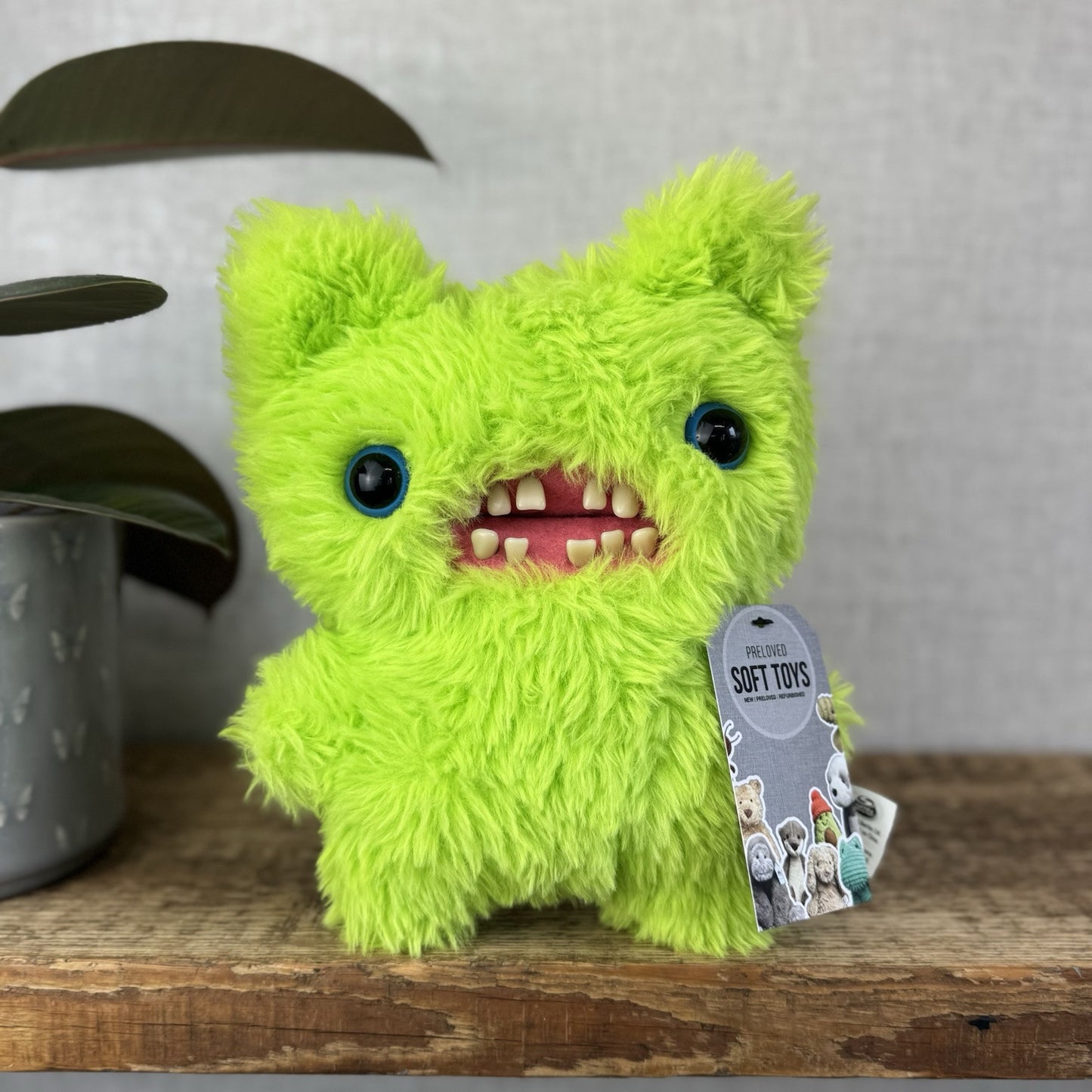 Fuggler Screech - Bright Green Fluffy Fuggler - Blue Eyes Fluffy Funny Ugly Cute