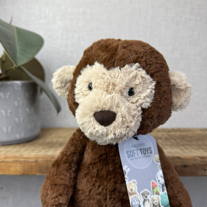 Jellycat Tuffet Monkey - Medium Brown Beanie Plush Textured Soft Toy Retired 12"