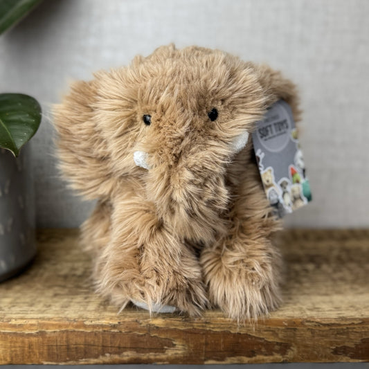 The Little White Company - Monty Mammoth - Fluffy Mammoth Soft Toy Beanie 7"