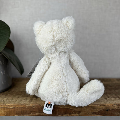 Jellycat Medium Bashful Cream Cat Kitten - Cream Cat With Whiskers Retired 12”