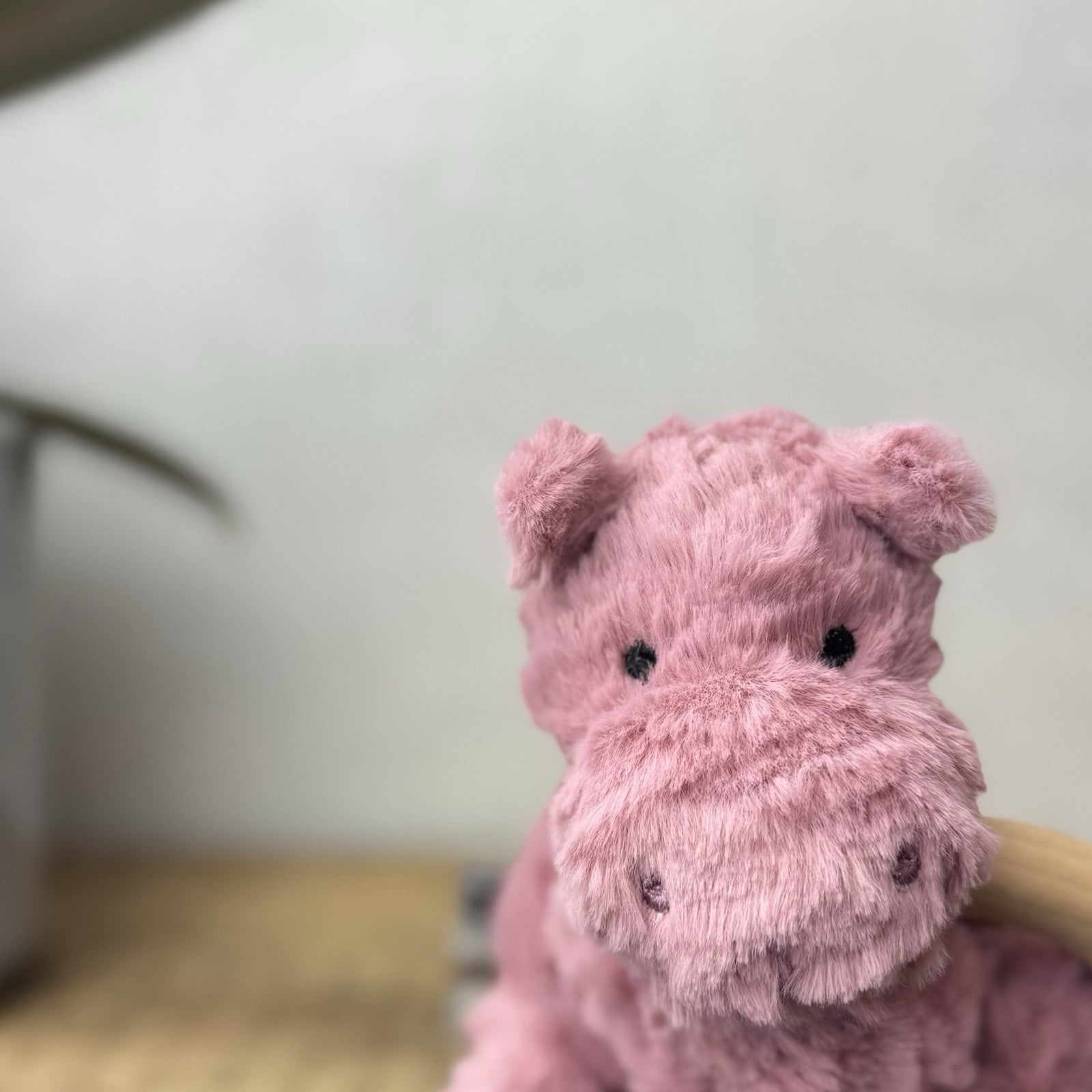 Jellycat Fuddlewuddle Hippo Wooden Ring Toy - Wooden Teether Pink Baby NWOT 5”
