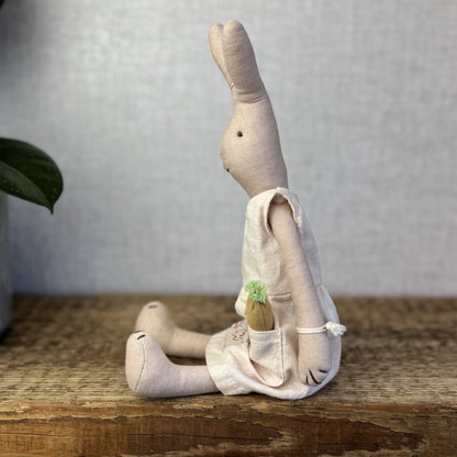 Maileg Small Rabbit Girl With A Carrot - Pink Dress Retired Maileg 2008 12"