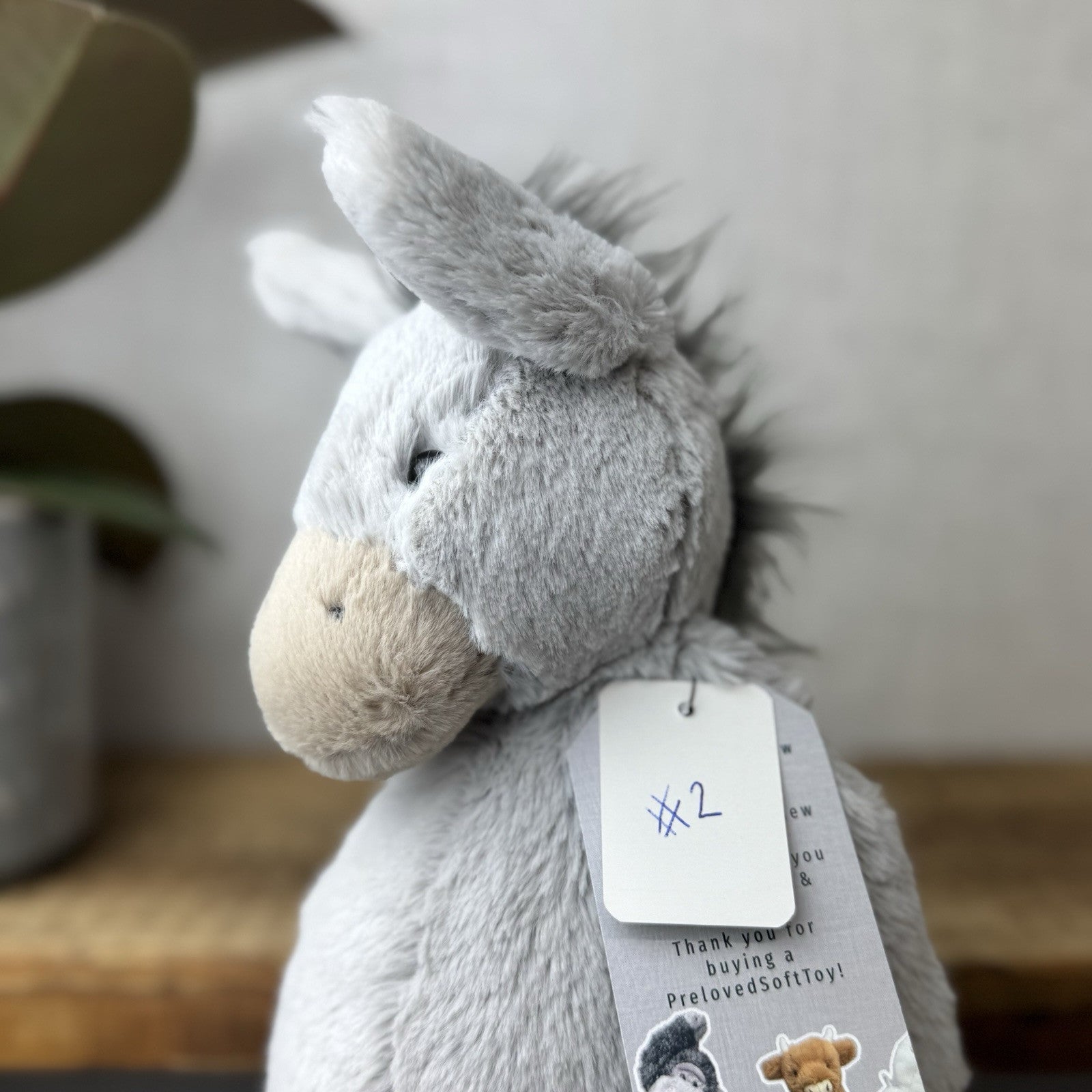 Jellycat Medium Bashful Donkey - Jellycat Donkey - Grey Donkey Beanie 12” (2)